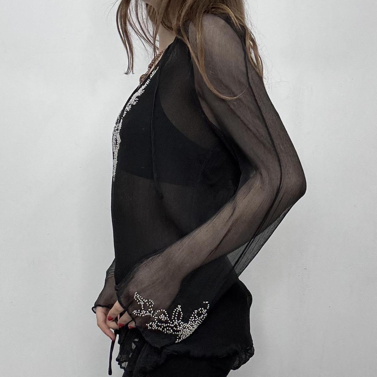 Sheer black crinkle boho shirt