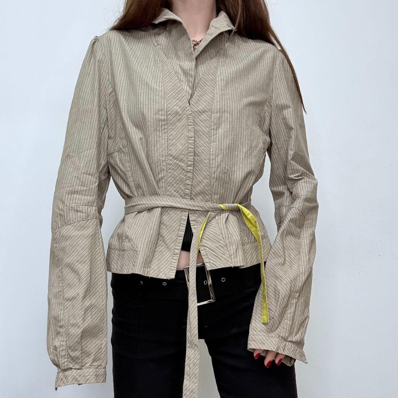 Flared pinstripe archival puff shirt