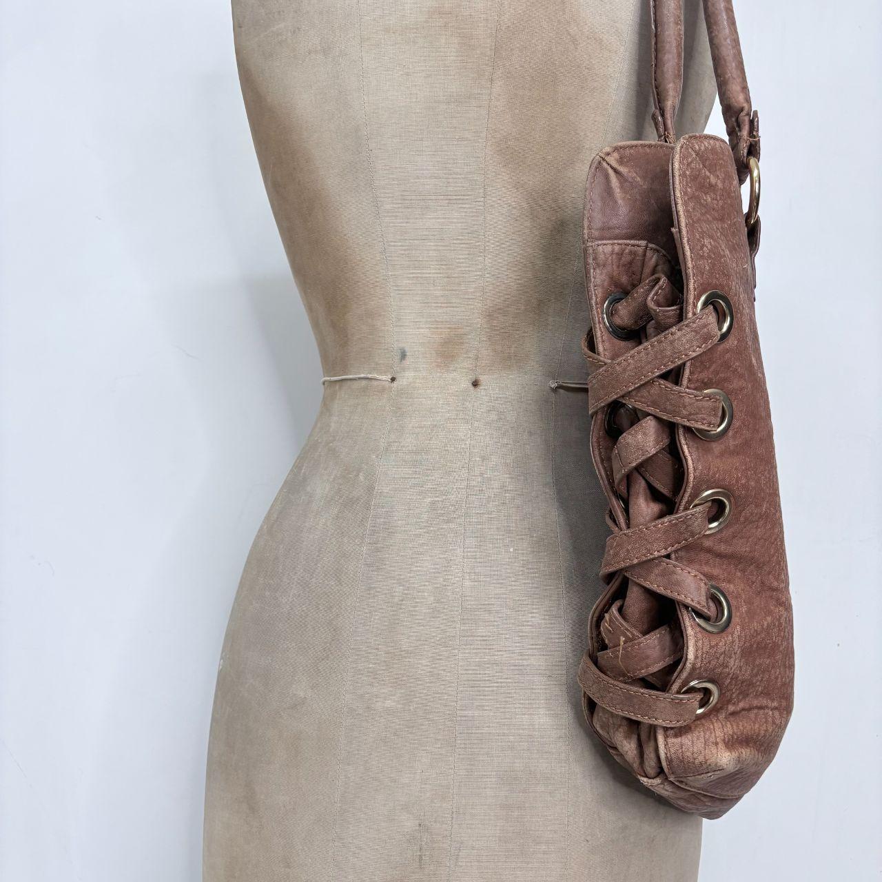 Brown woven leather bag