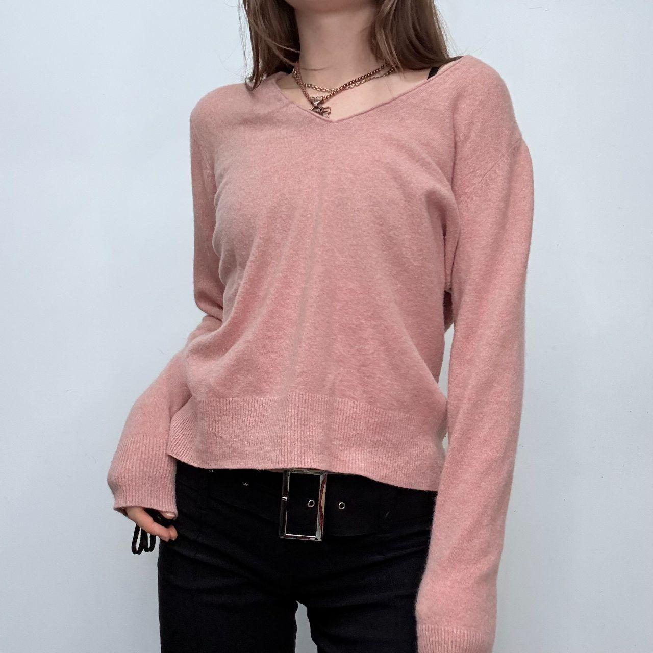 Slouchy pink wool knitted jumper