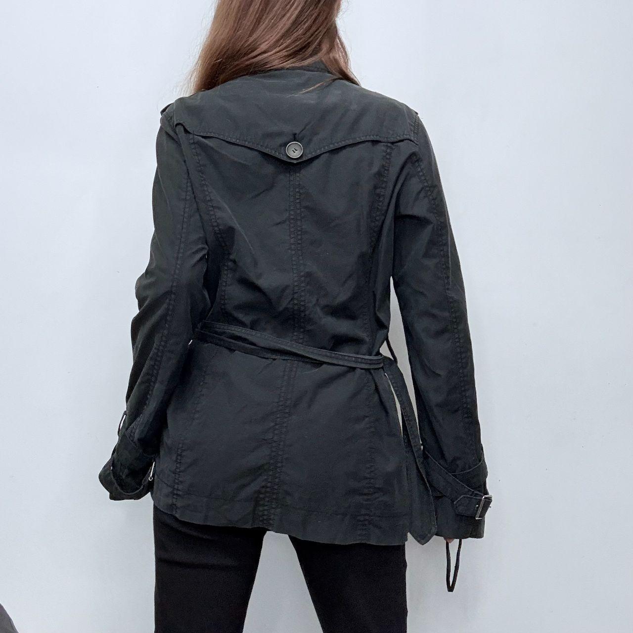 Black belted trench coat