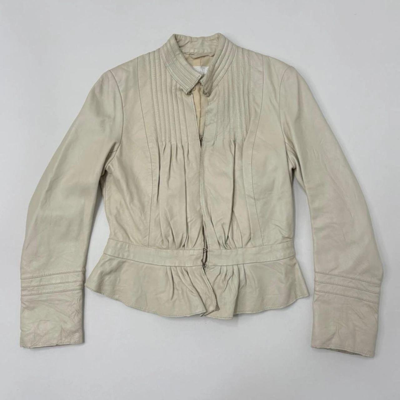 Cream pleated gathered jacket