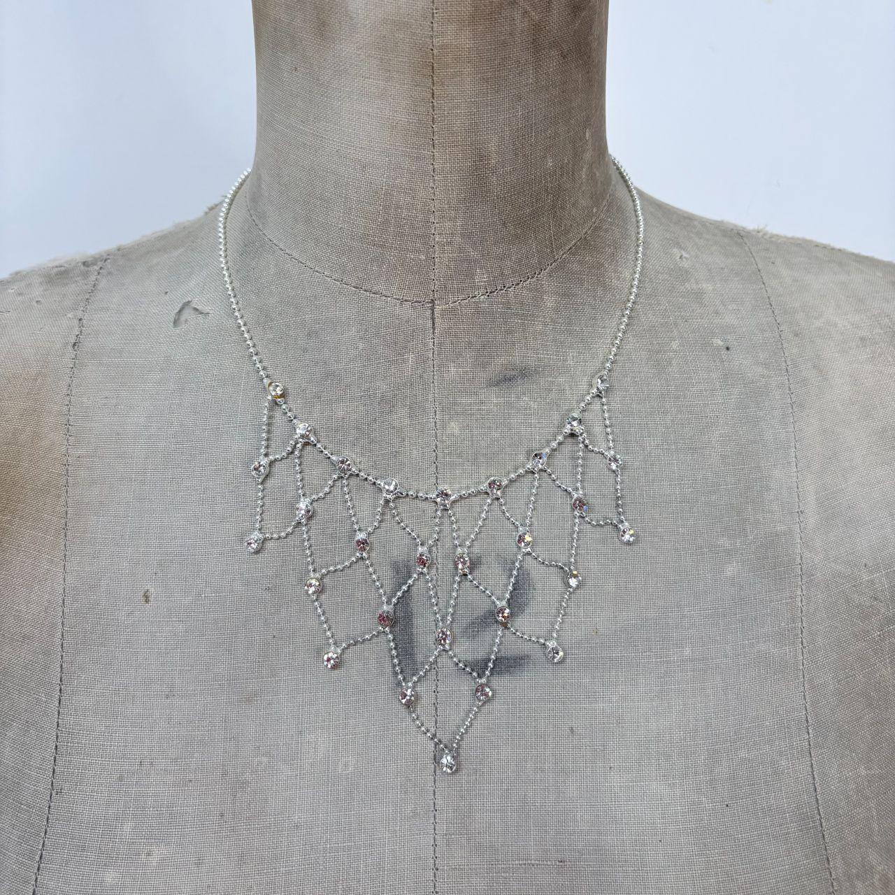 Silver layered tennis necklace