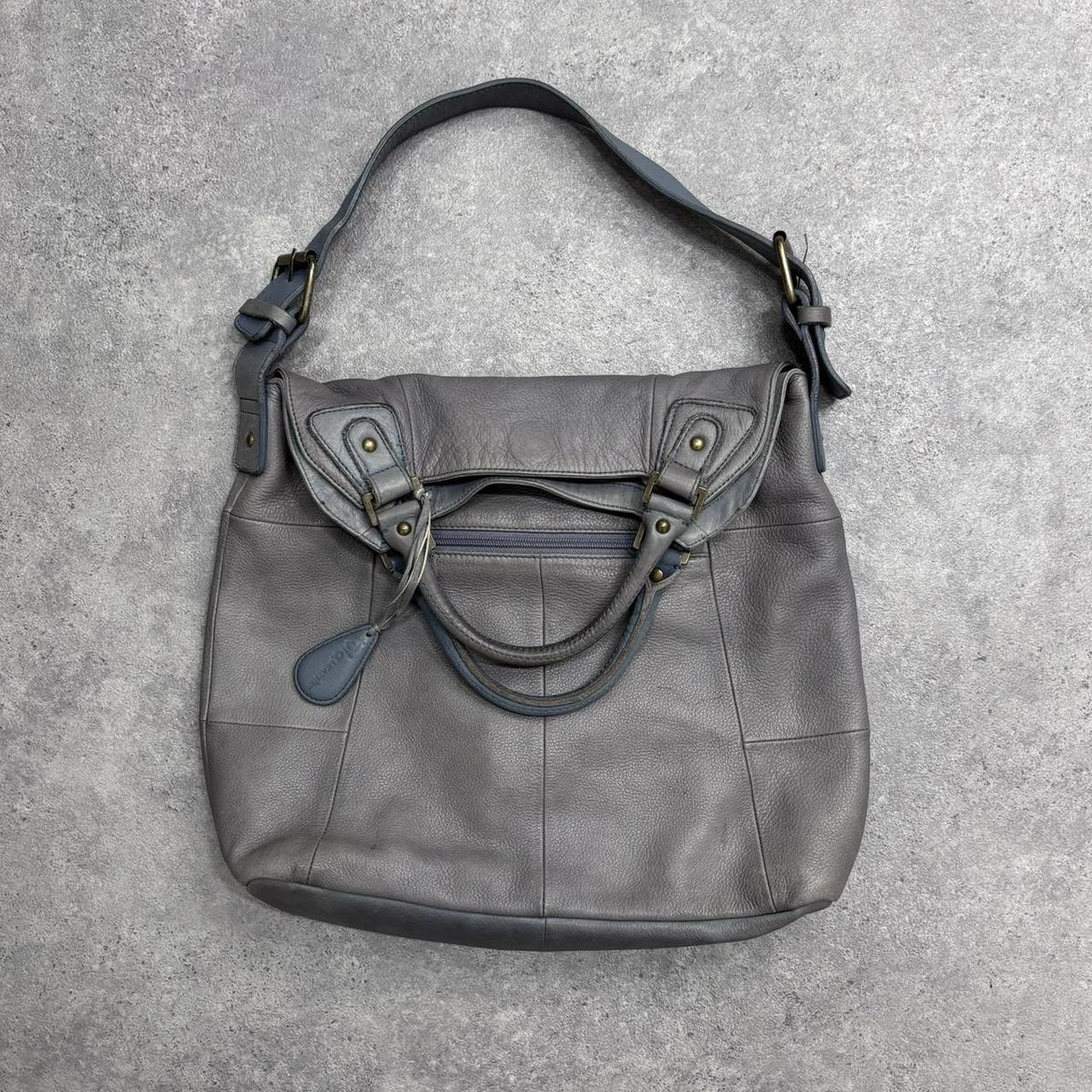 Minimalist leather grey shoulder bag