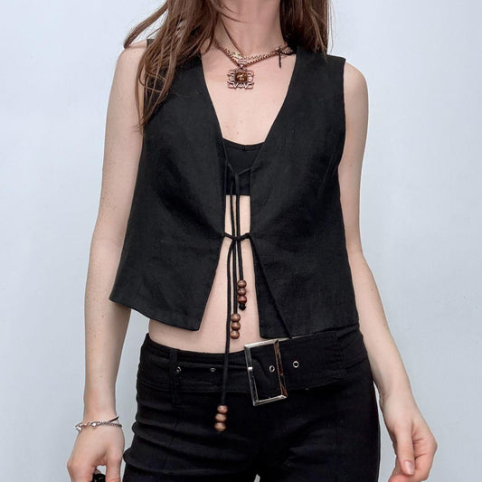 Black linen boho waistcoat