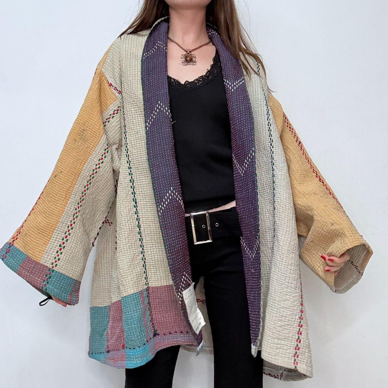 Oversized slouchy kantha patchwork jacket