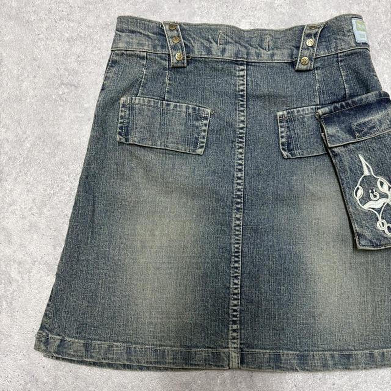 Mini cargo denim skirt