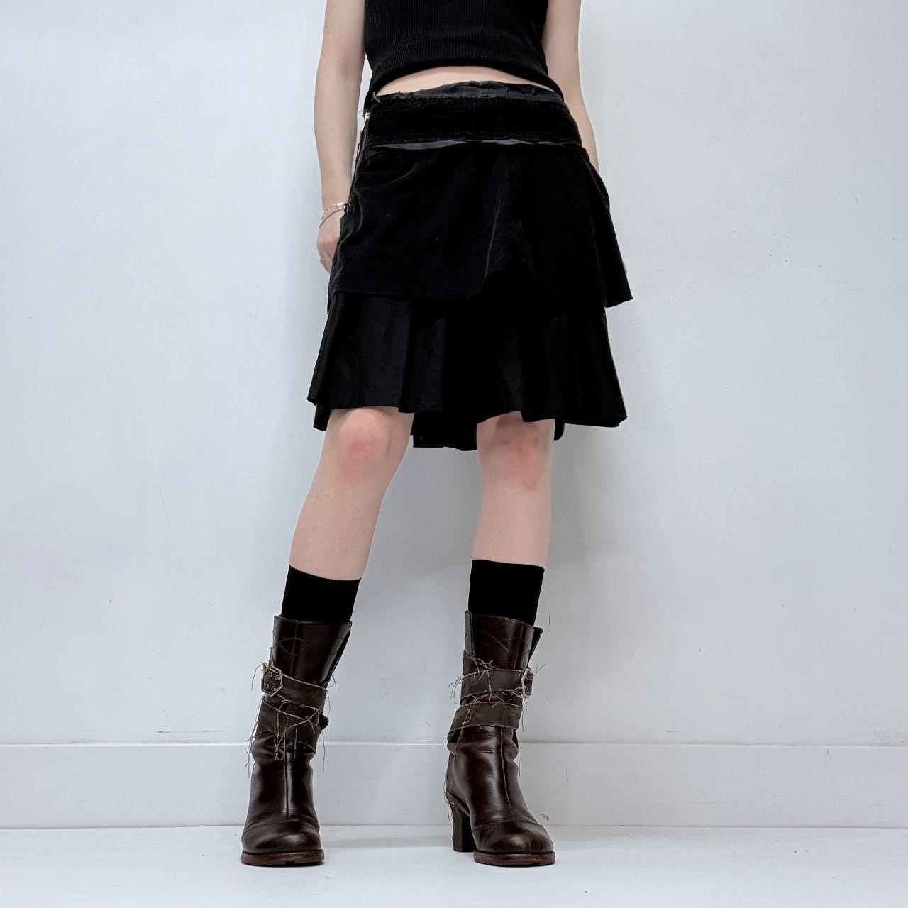 Black pleated mini ruffle skirt