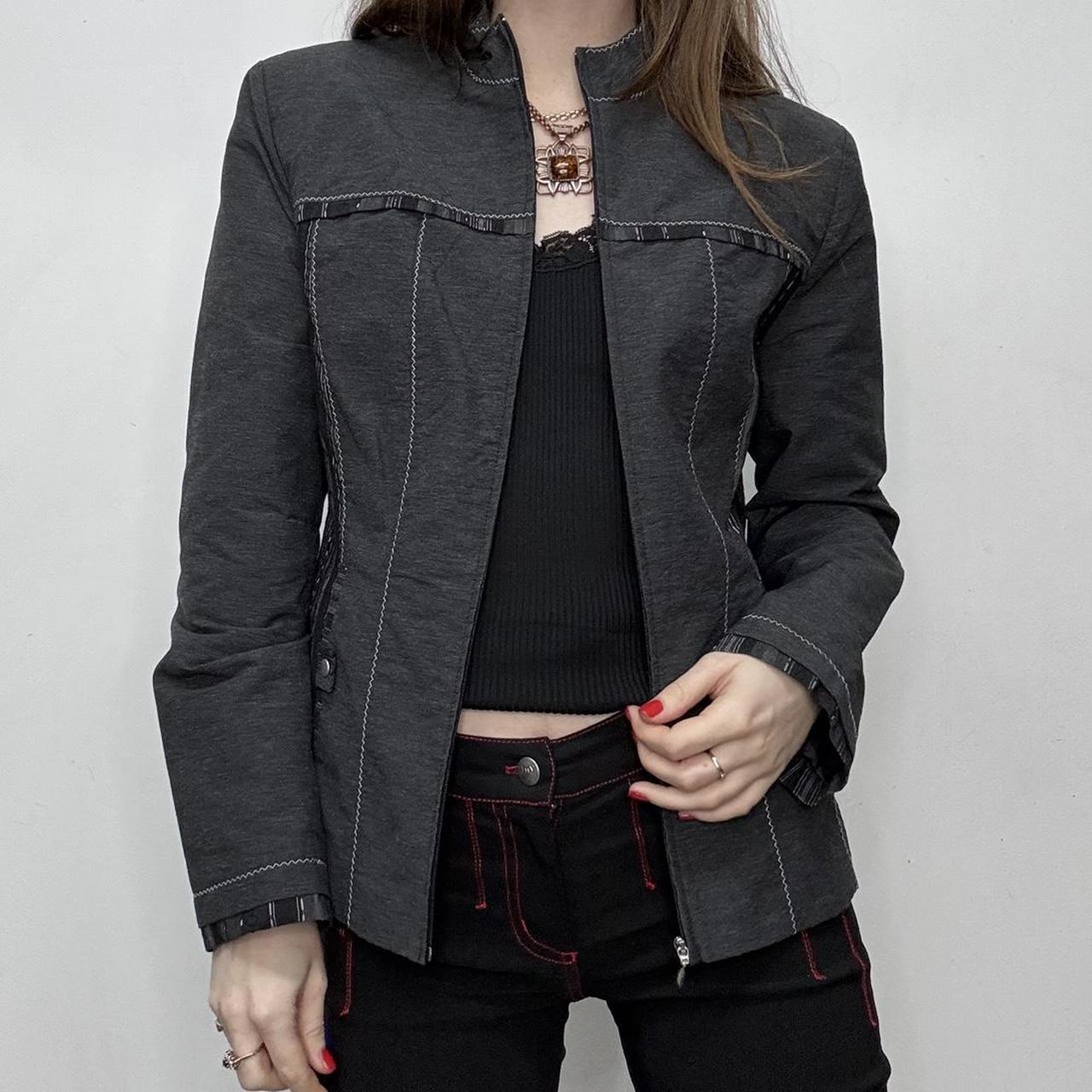 Grey track zipper fitted jacket