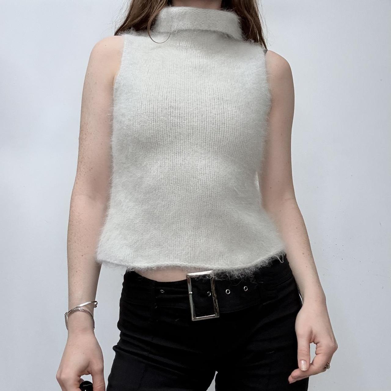 Fluffy angora knitted vest top