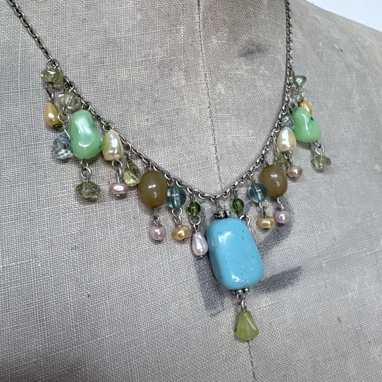 Hanging beaded boho summer necklace