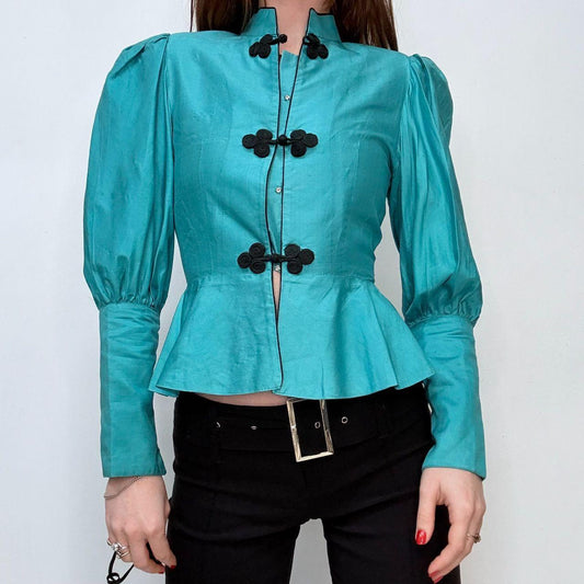 Gathered puff baroque high neck shirt