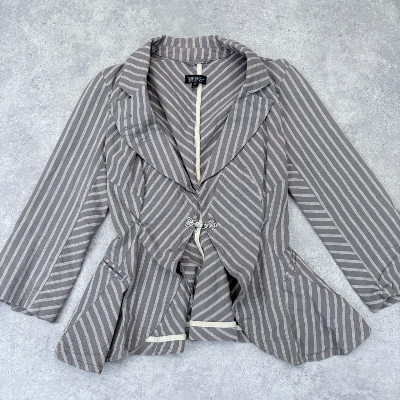 Pinstripe flared ruffle baroque jacket