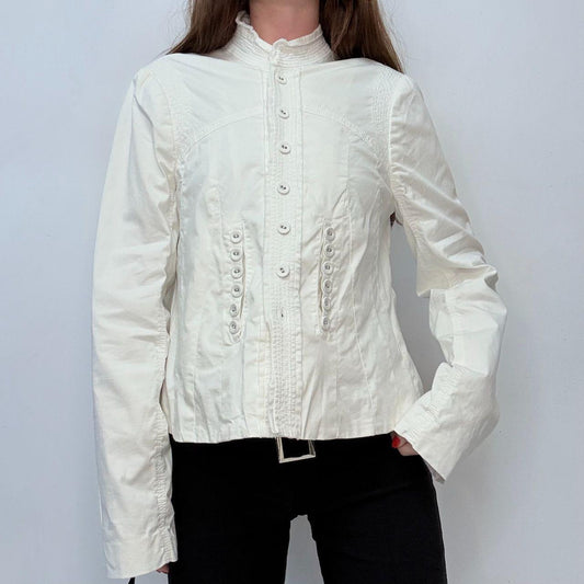 White button-up detailed utility jacket