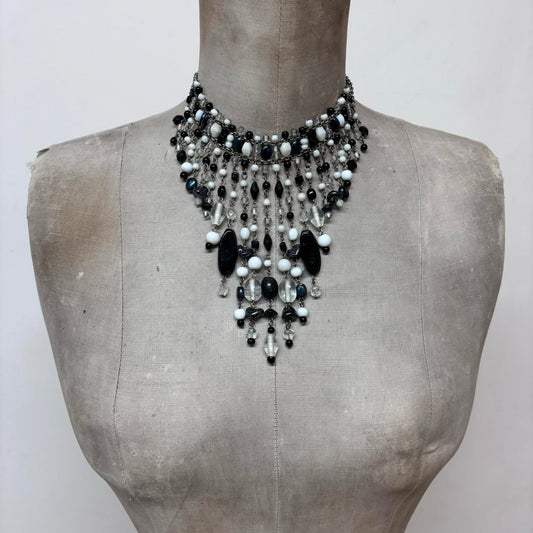 Layered chain gothic charm necklace