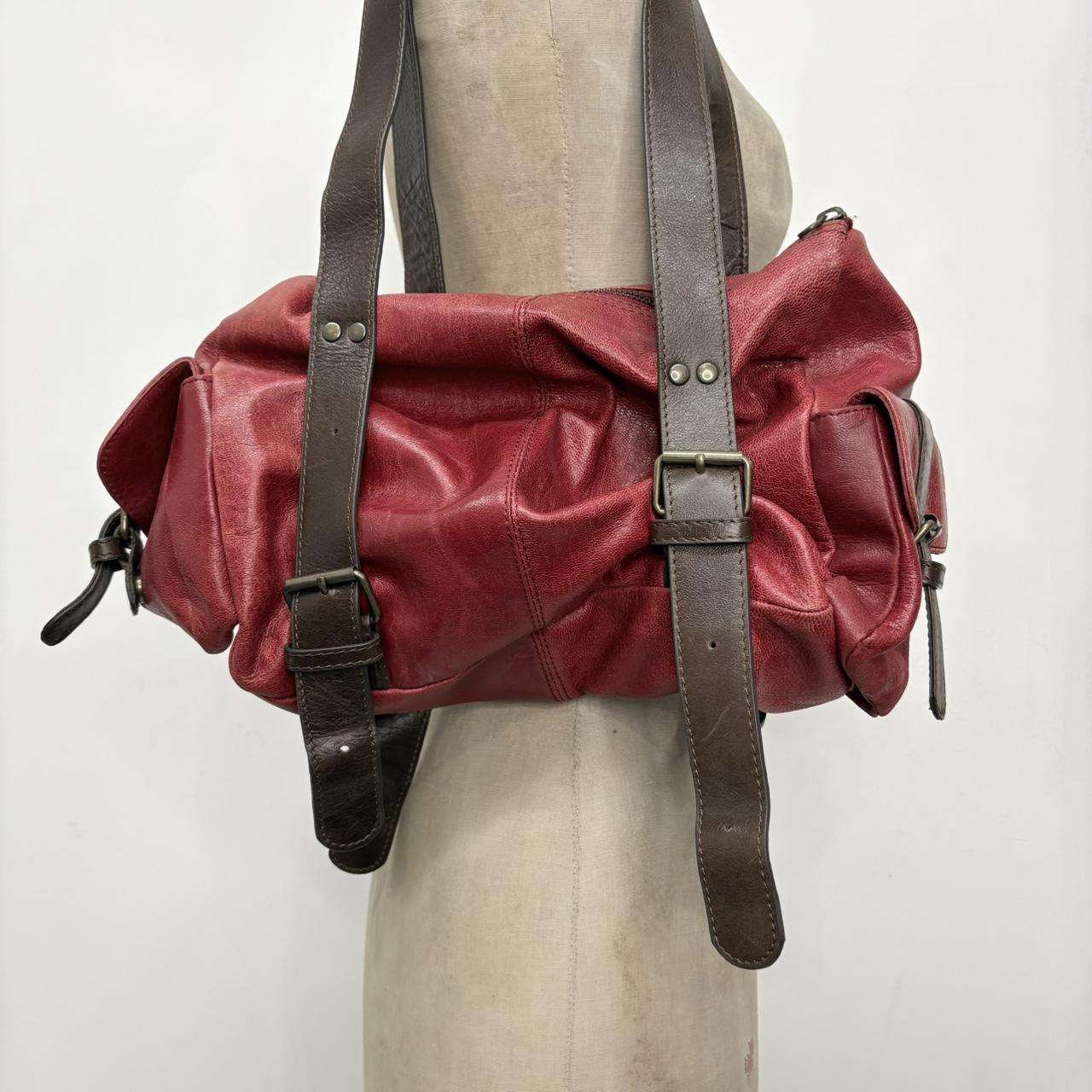 Red leather shoulder bag