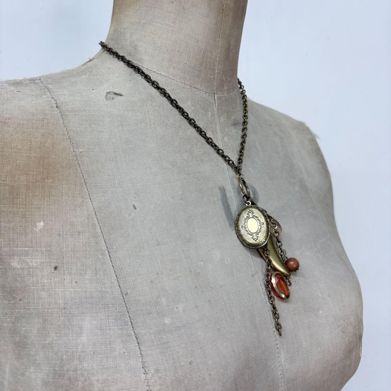 Boho hanging beaded charm necklace