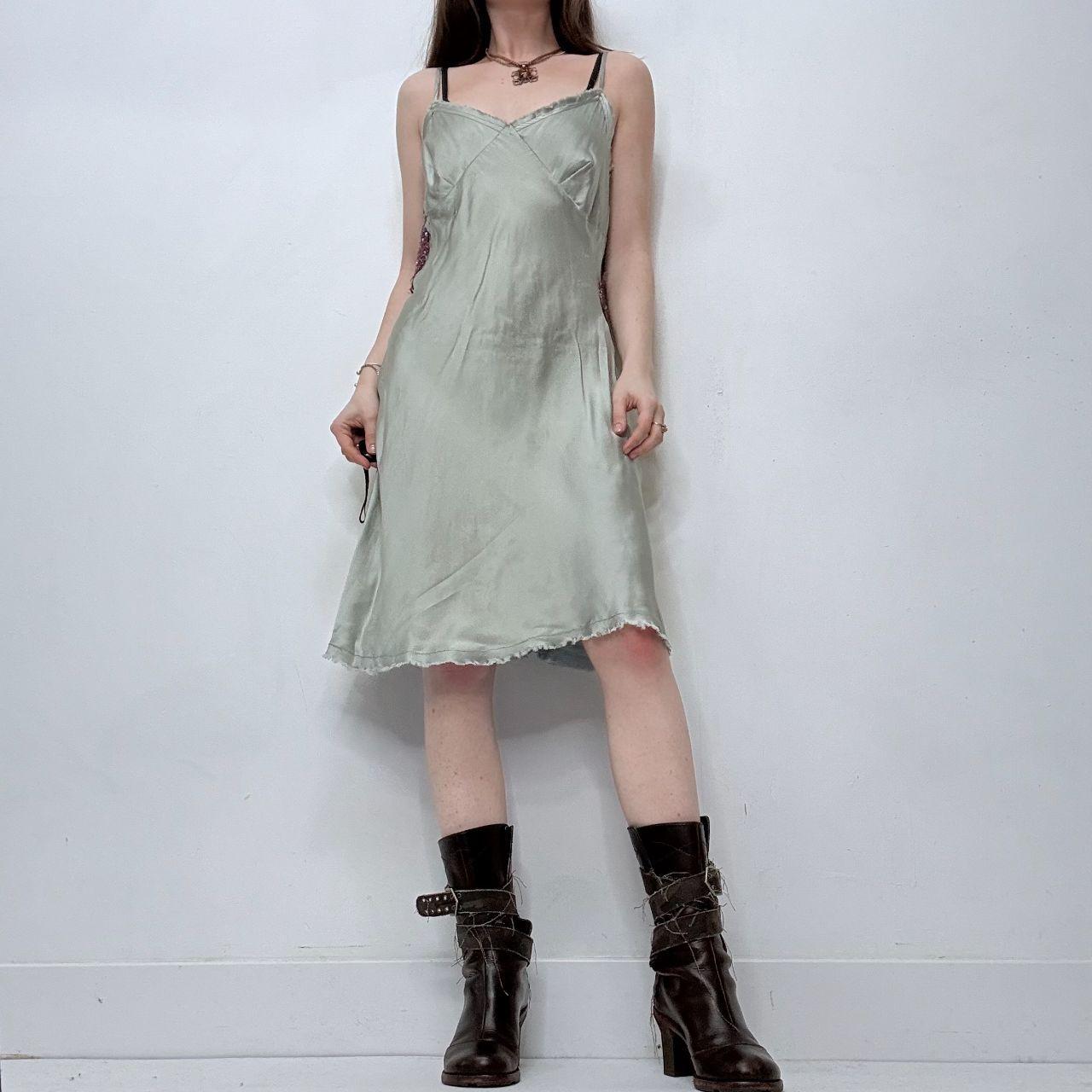 Silk floaty slip appliqué dress