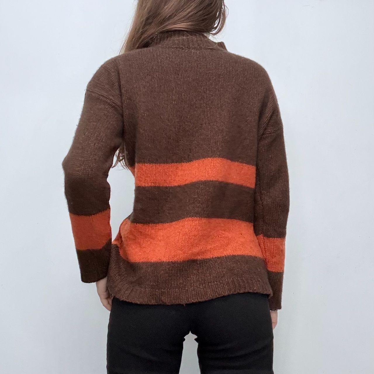 Brown cashmere stripe knit jumper