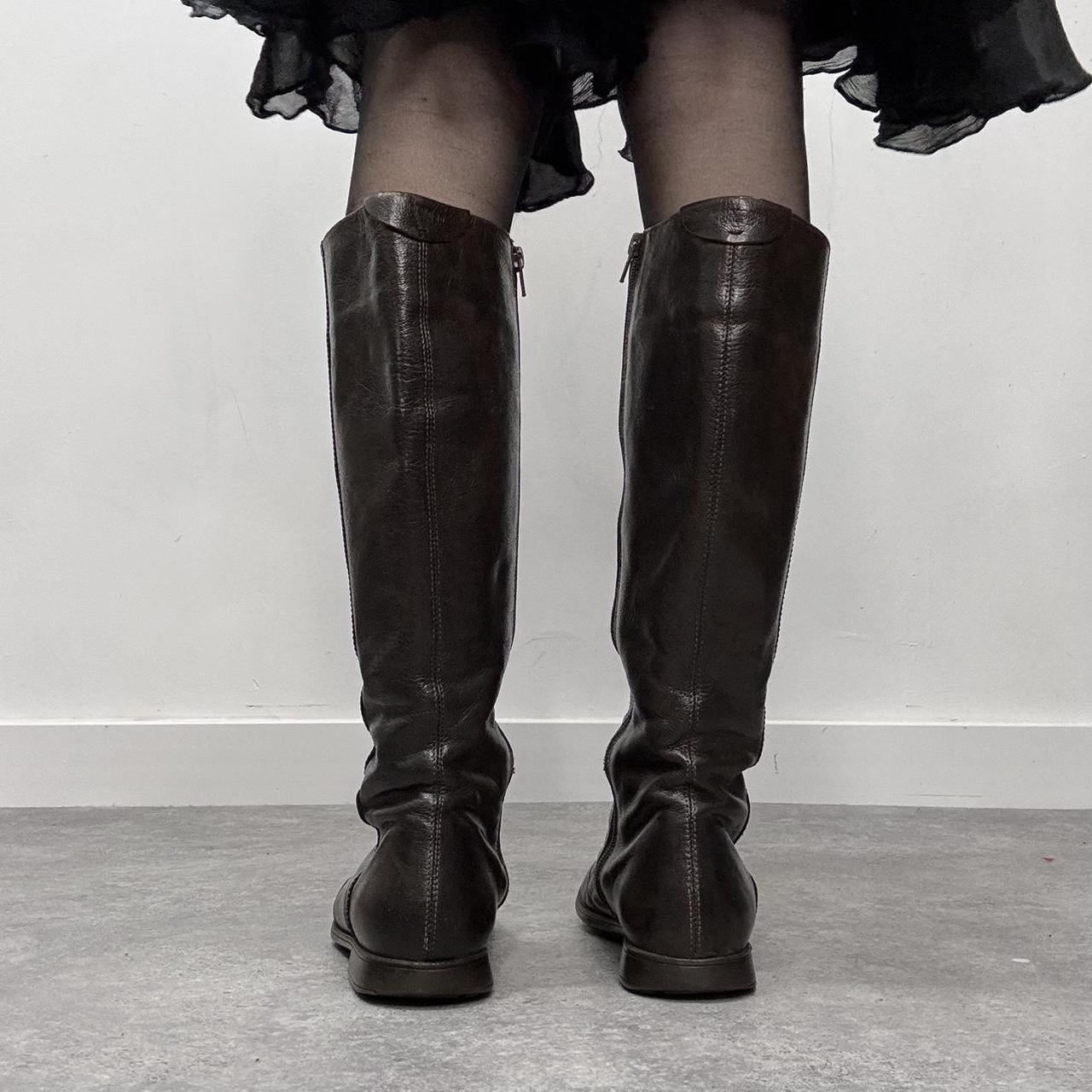 Brown leather knee high boots