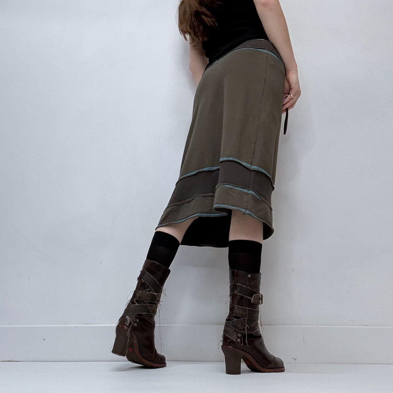 Khaki cop copine jersey midi skirt