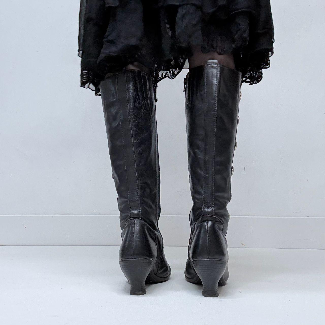 Black studded eyelet black boots