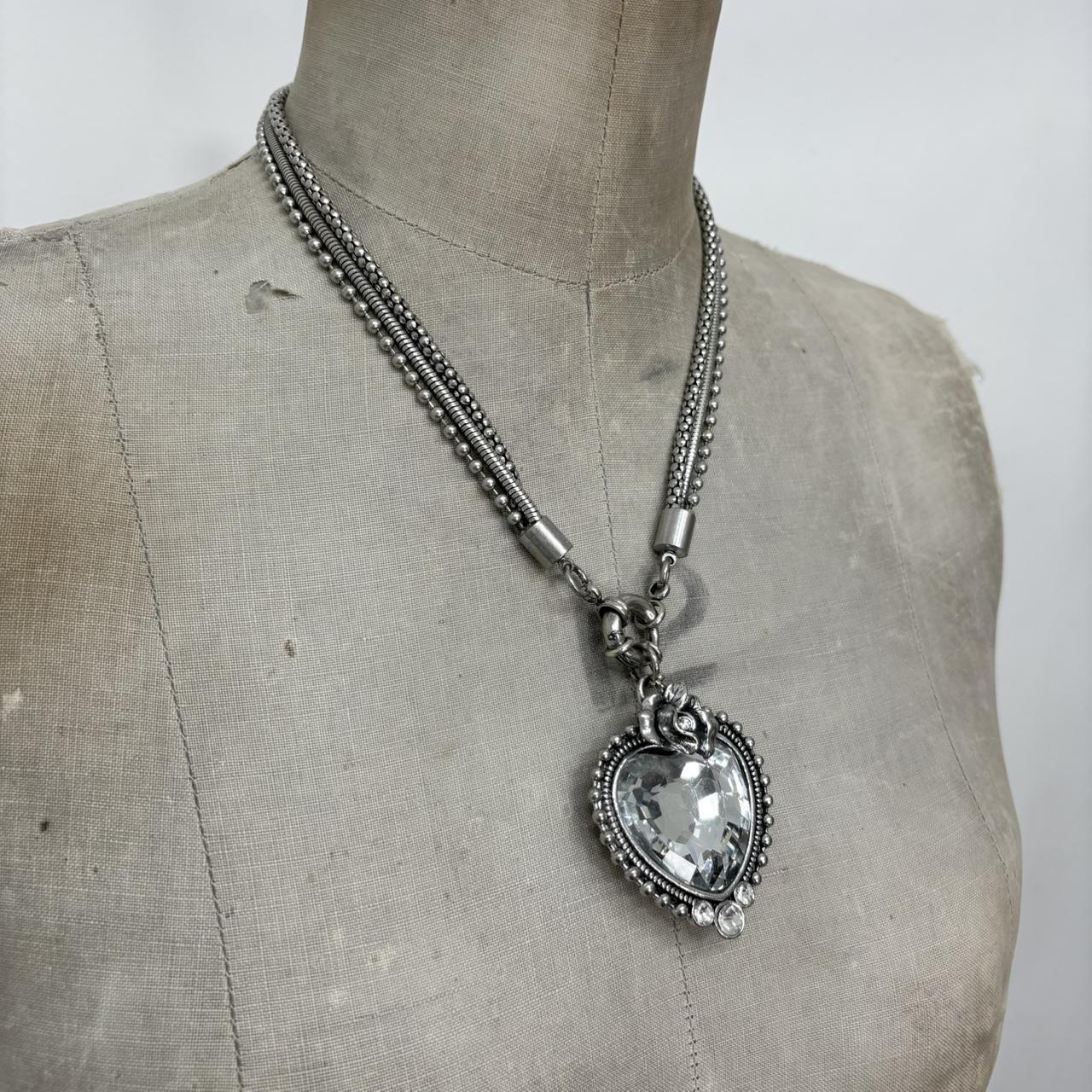 Silver metal heart necklace