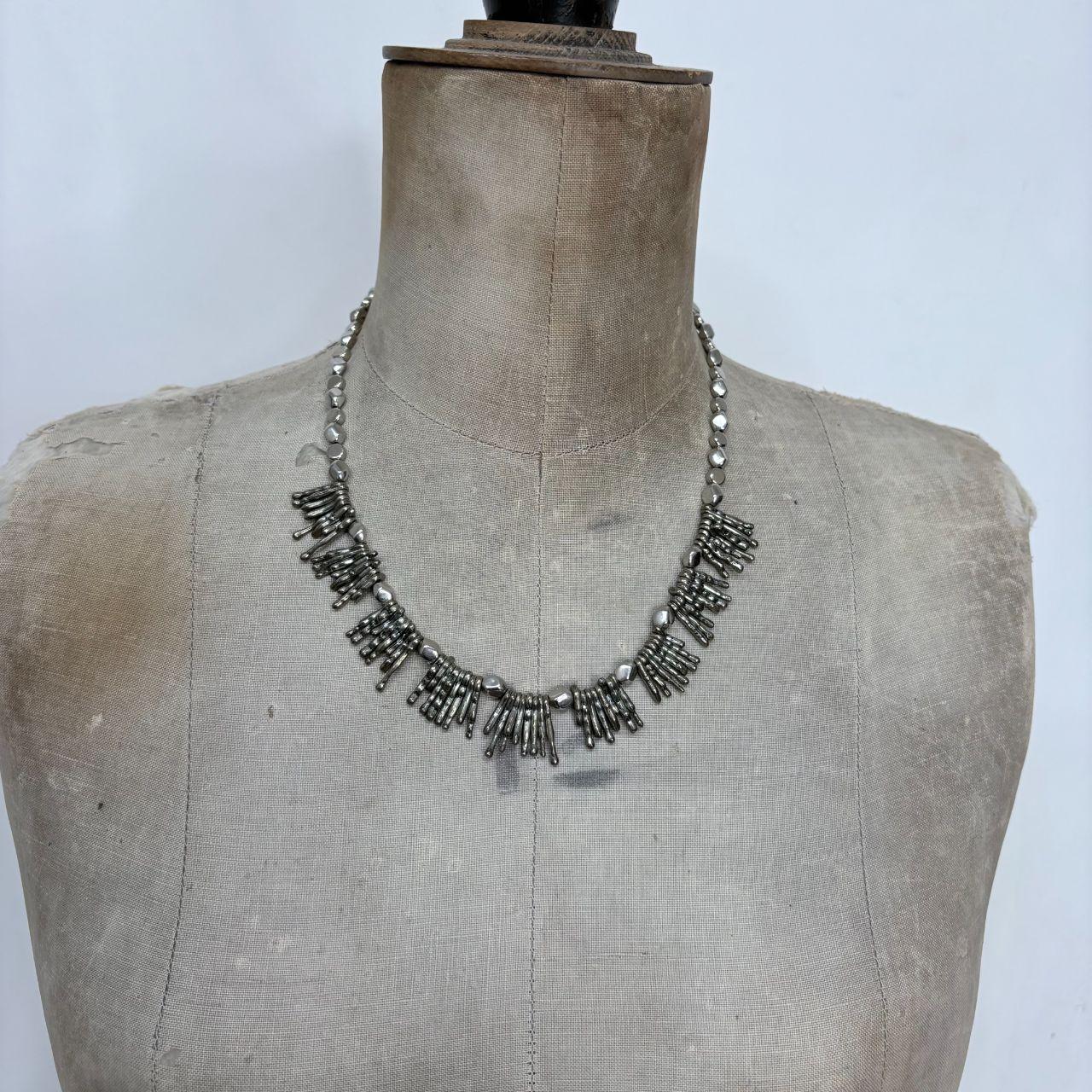 Silver hammered  necklace