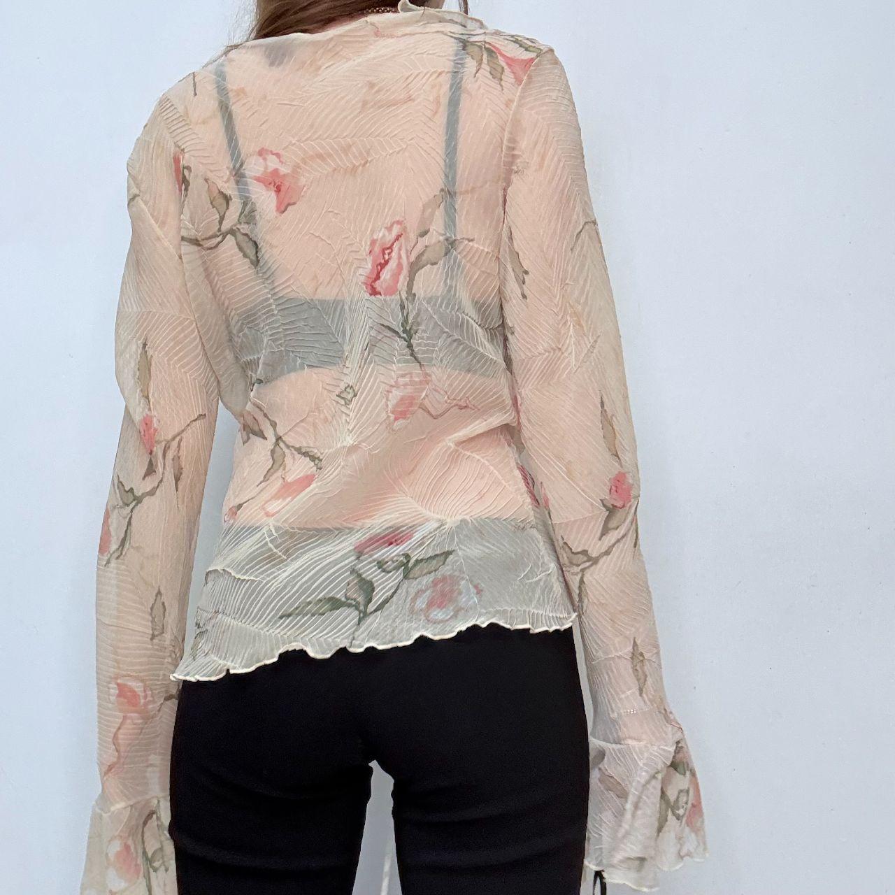 Sheer crinkle flutter boho shirt