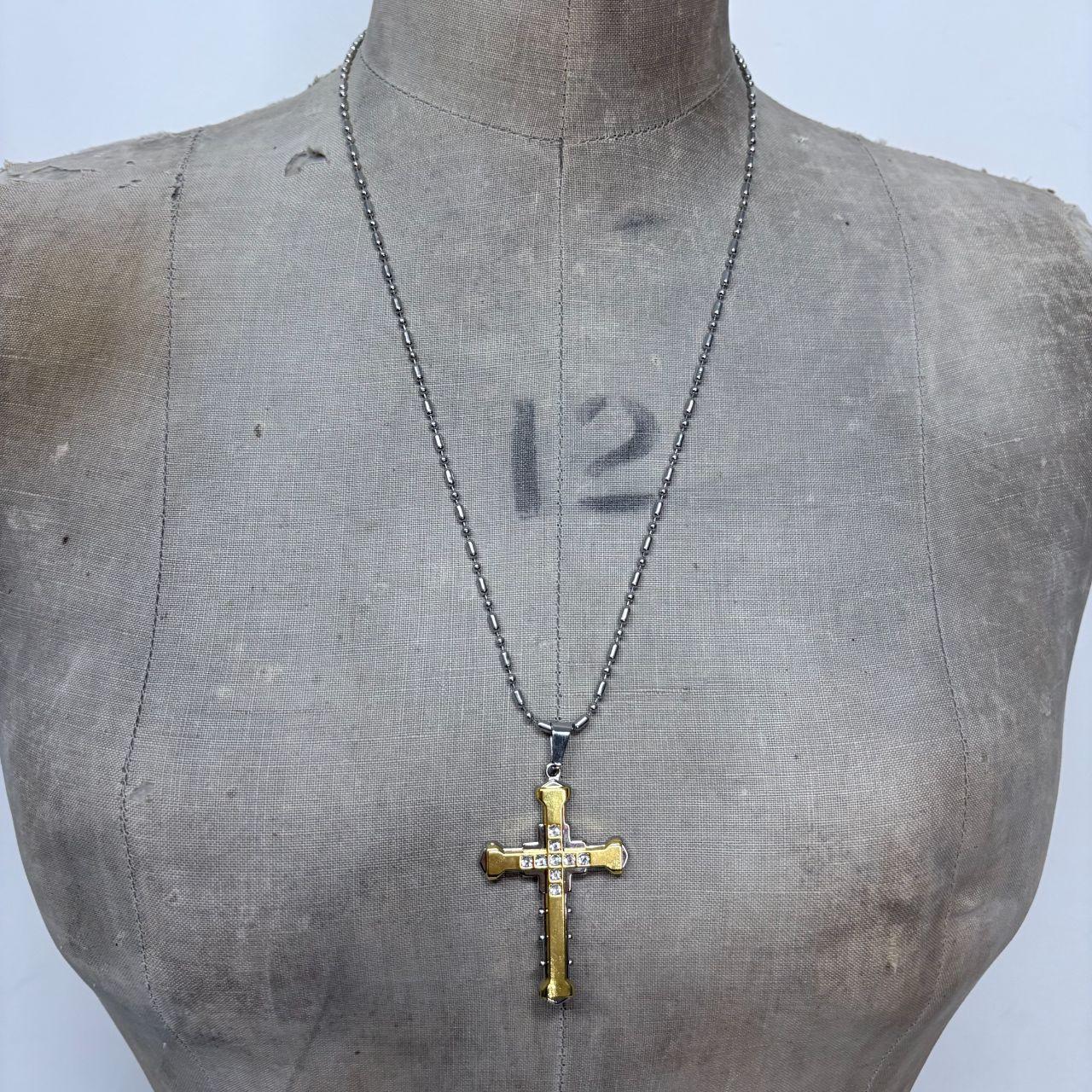 Chunky gold cross chain necklace
