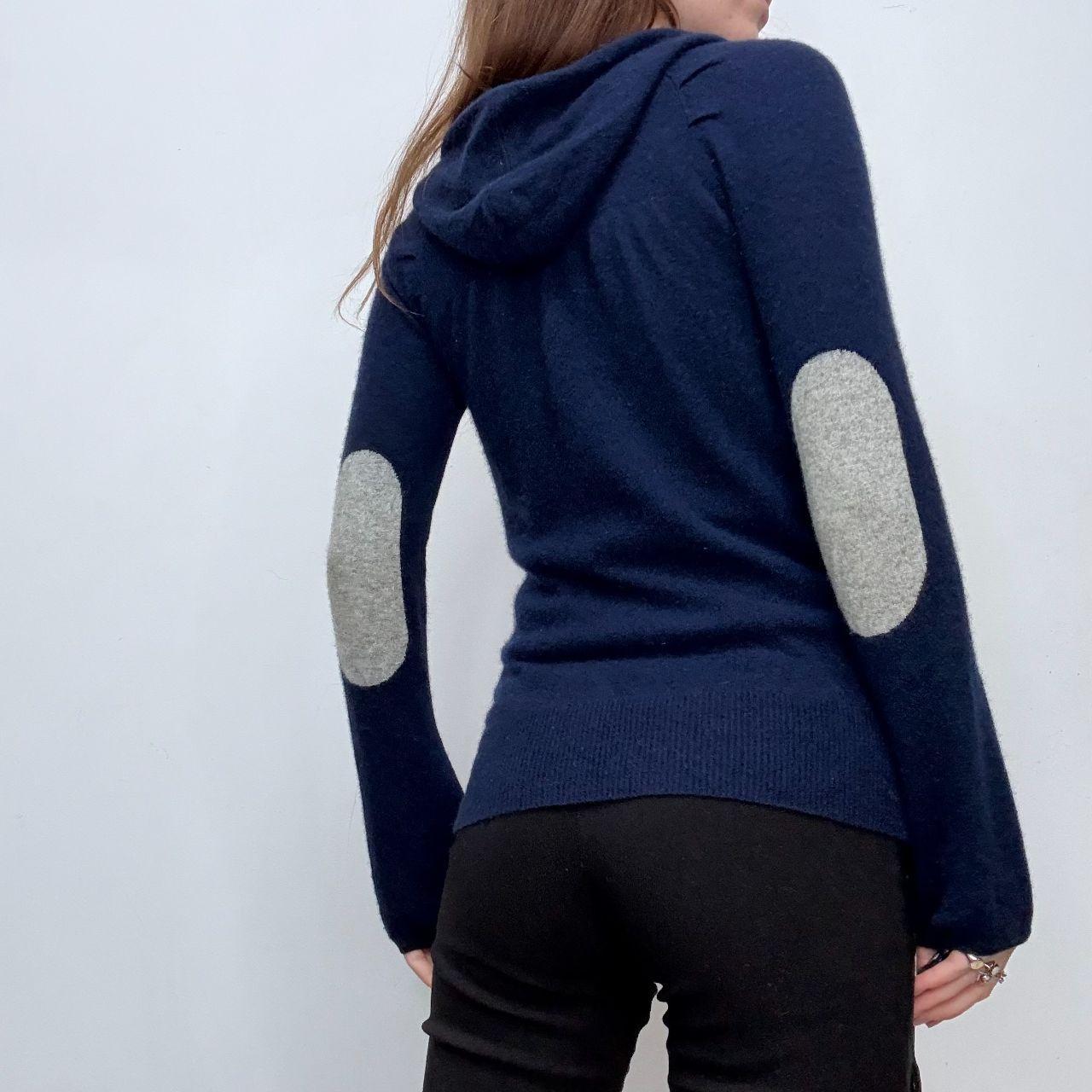 Navy cashmere zip up hoodie