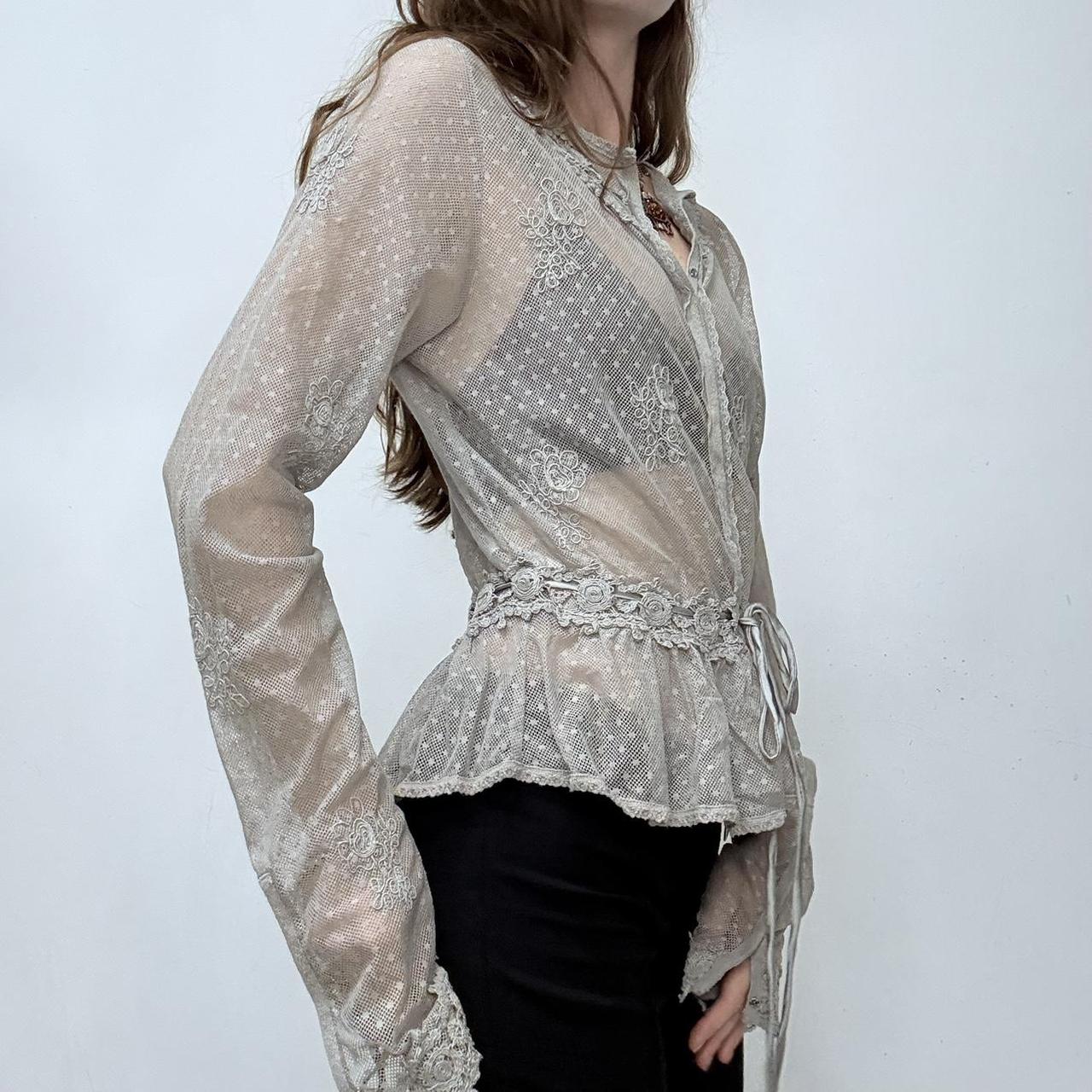 Sheer lace flared shirt