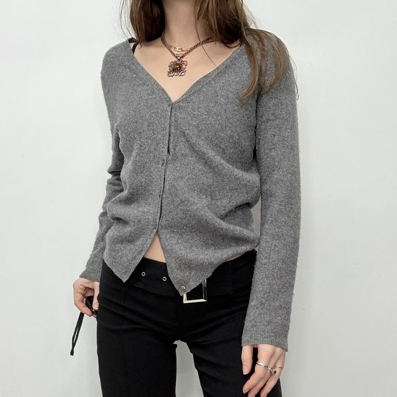 Grey wool button up slouchy cardigan