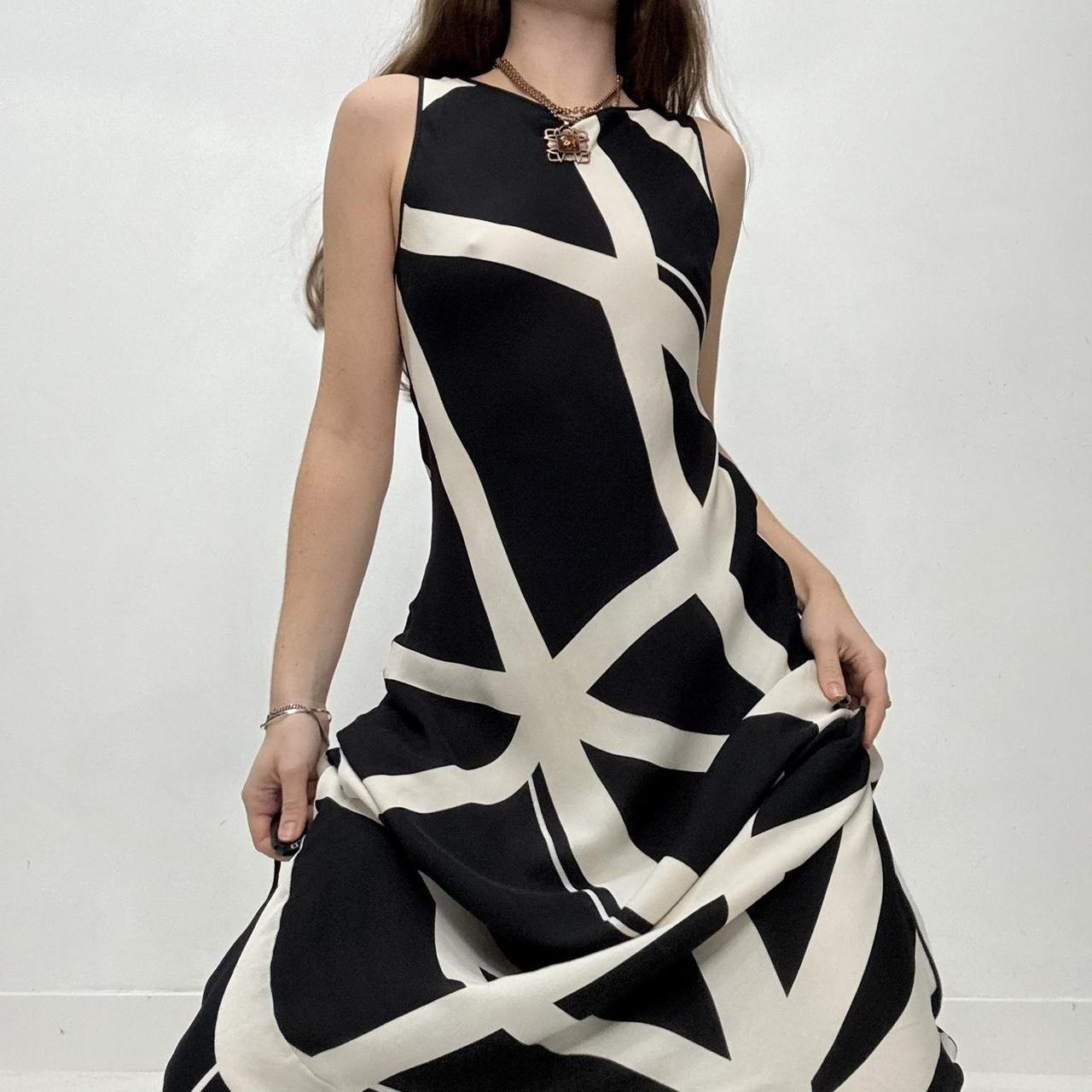 Black silk printed maxi dress