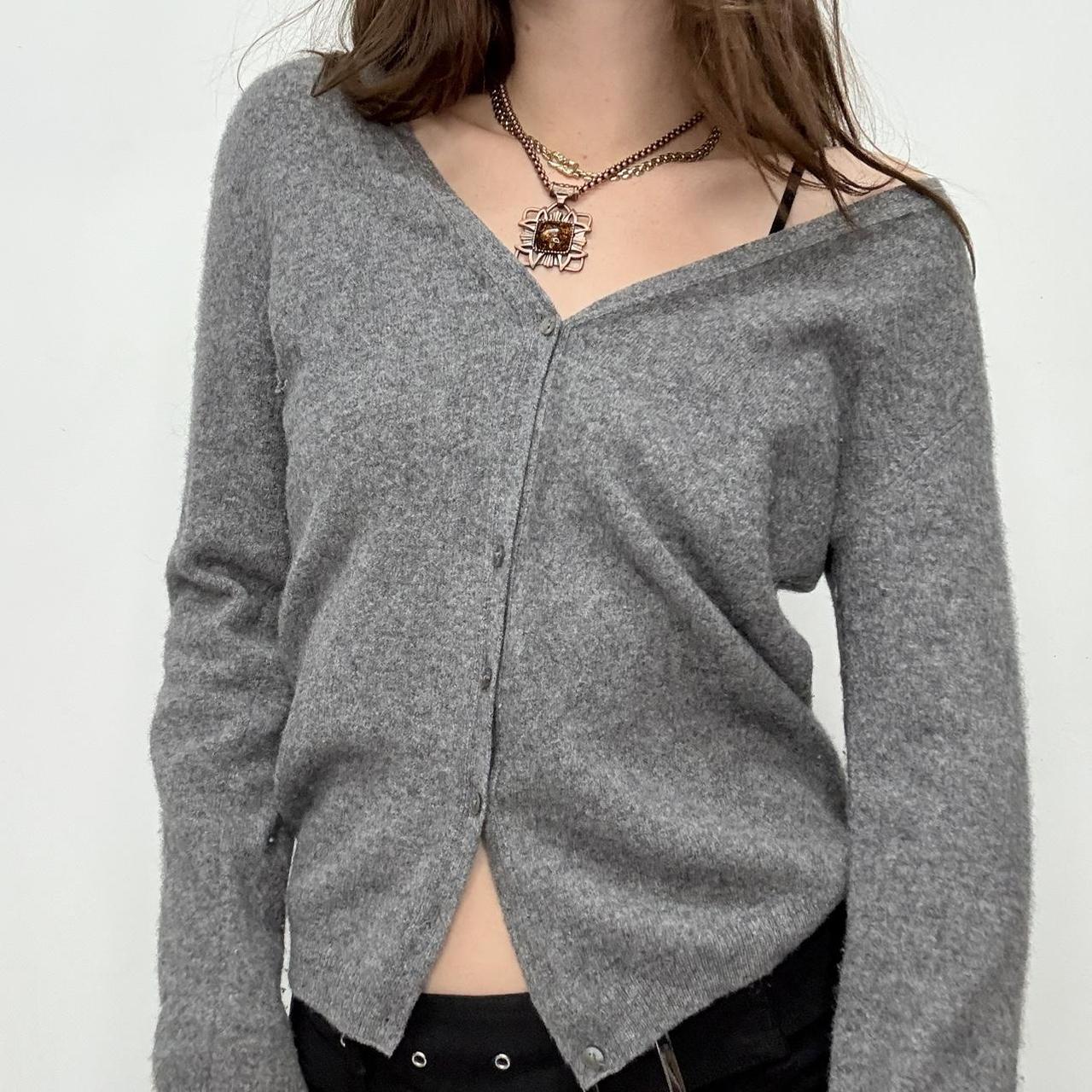 Grey wool button up slouchy cardigan