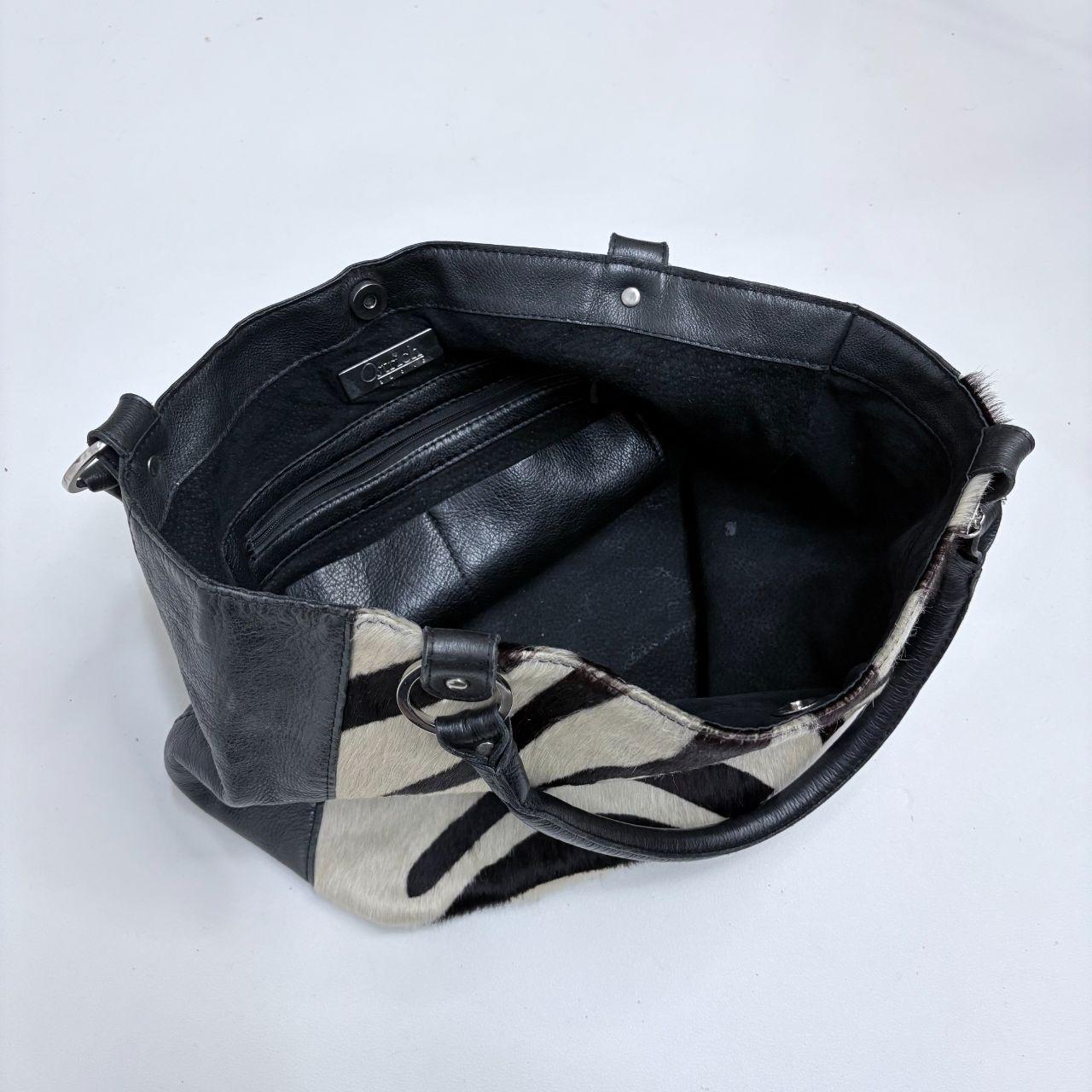 Cowhide pony zebra shoulder bag