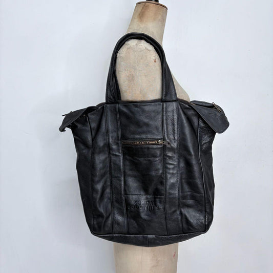 Black leather slouchy shoulder bag