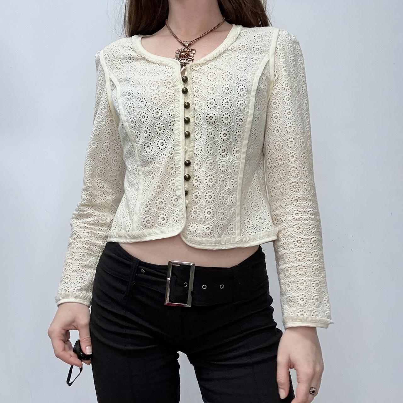 Cream embroidered regency blouse