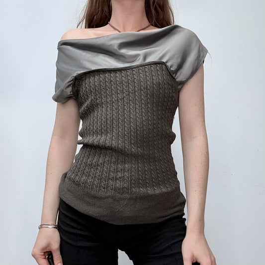 Draped off the shoulder vest