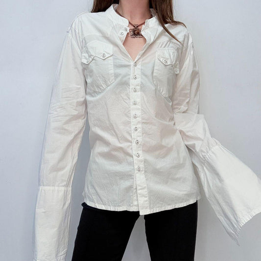 White button-up flare shirt