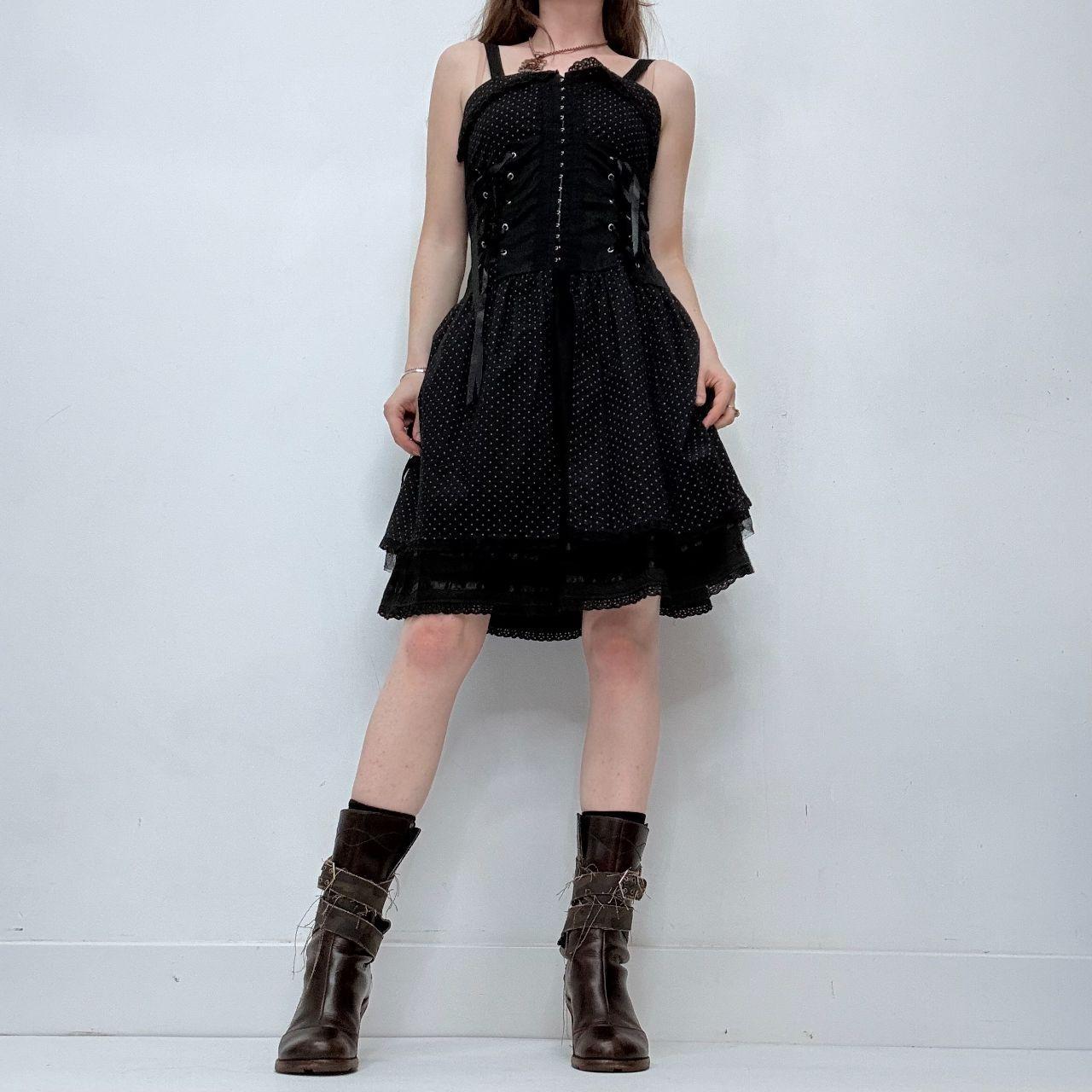 Black polkadot grunge gothic corset dress