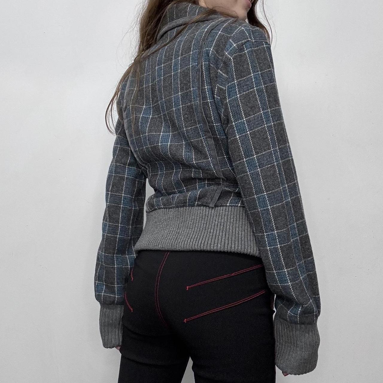 Wool checked asymmetric coat