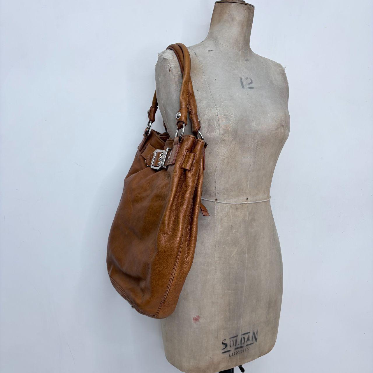Tan leather buckle bag