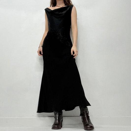 Black bias cut maxi dress