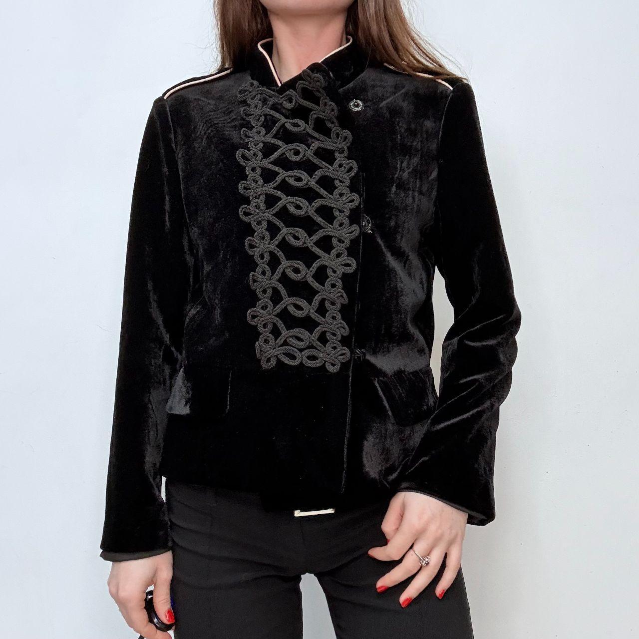 Asyemmtric black baroque military jacket