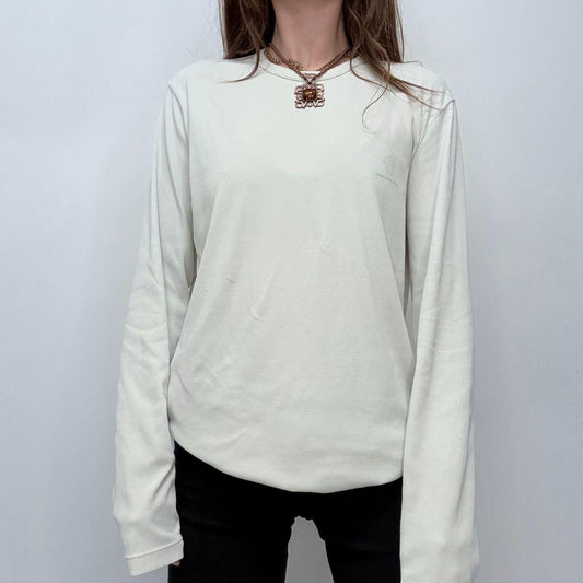 White ribbed versace long sleeve t-shirt