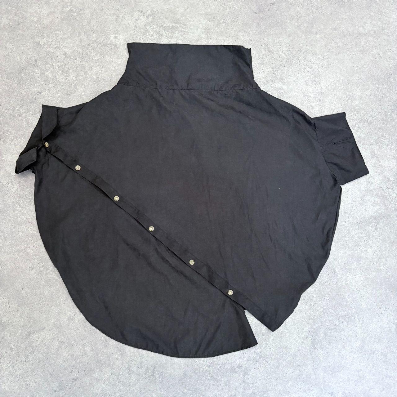 Black structured studded draped asymmetric shirt