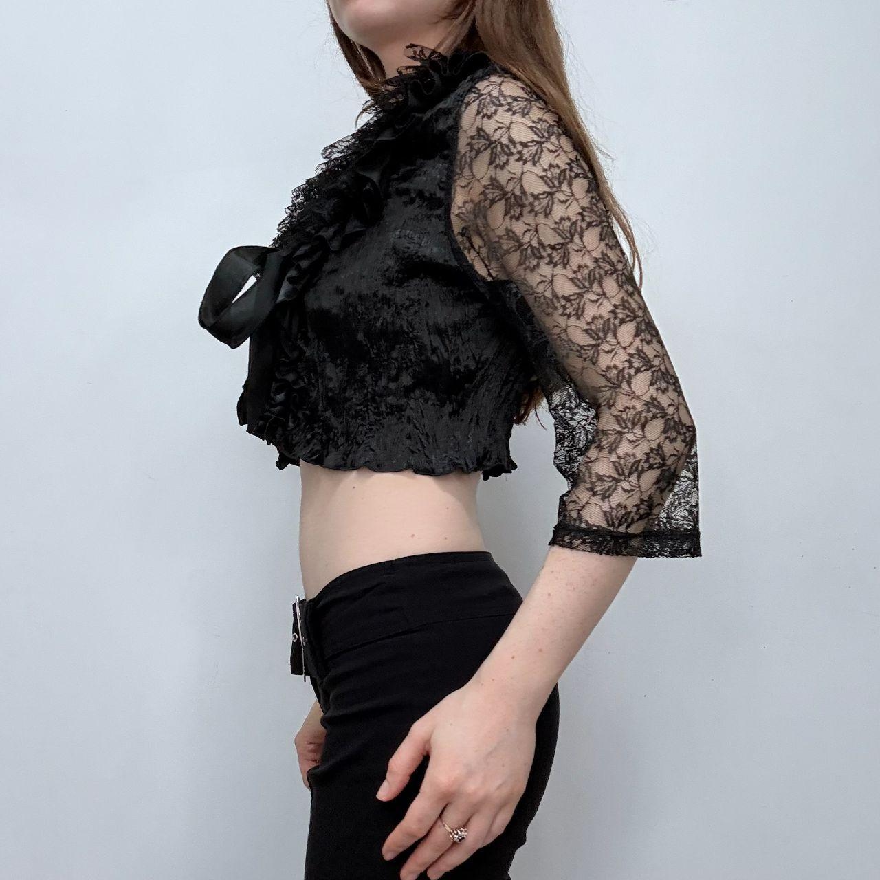 Black lace crinkle gothic cardi top