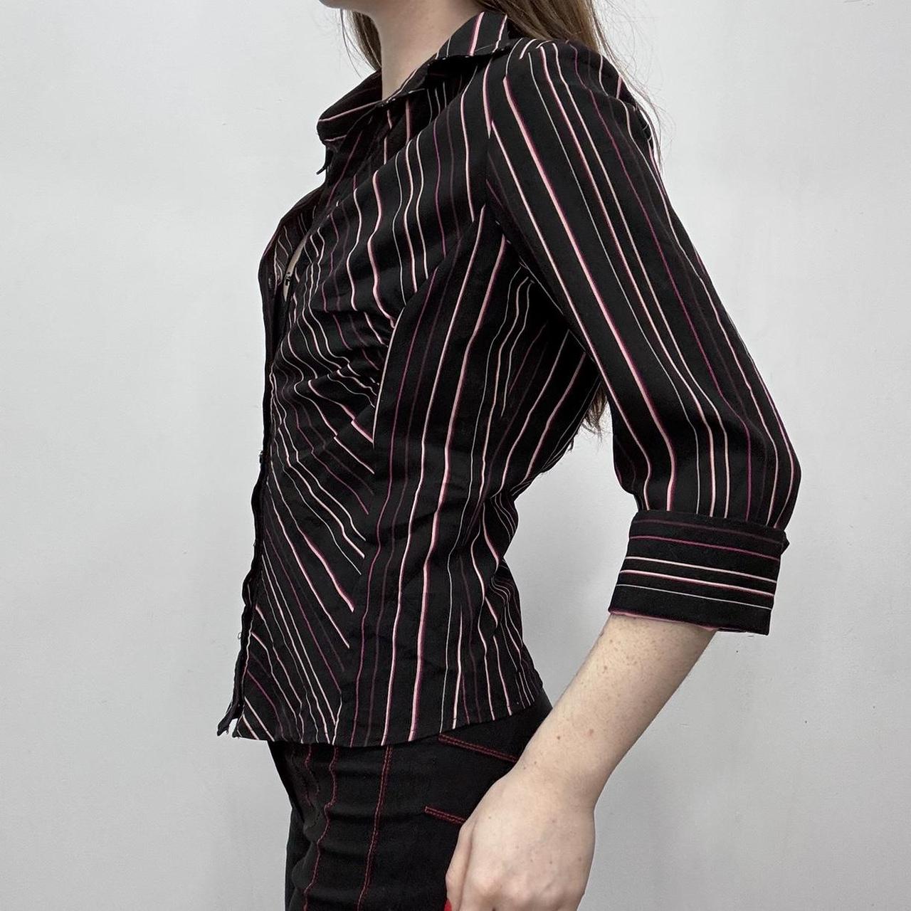 Black pinstripe fitted shirt