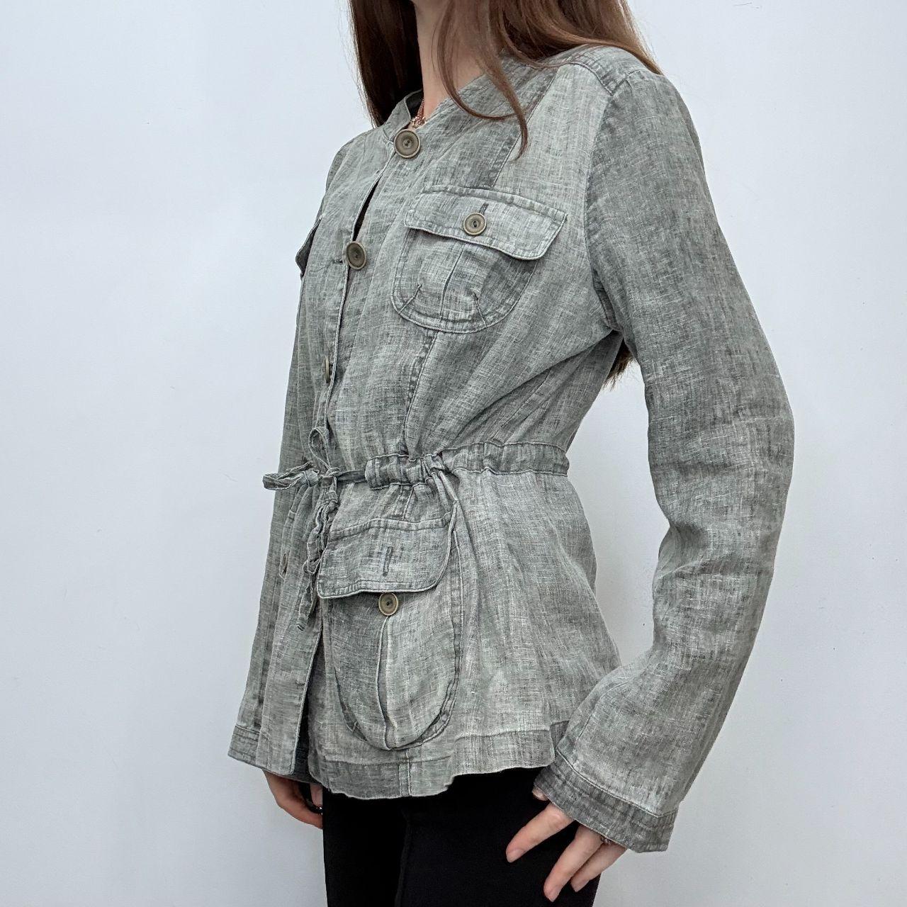 Grey distressed fitted cargo shirt